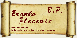 Branko Plećević vizit kartica